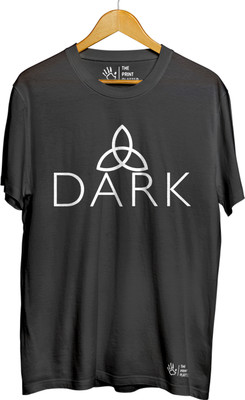 THE PRINT PLATTER Printed Men Round Neck Black T-Shirt