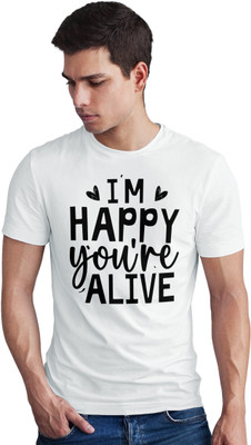 Seek Buy Love Printed Men Round Neck White T-Shirt