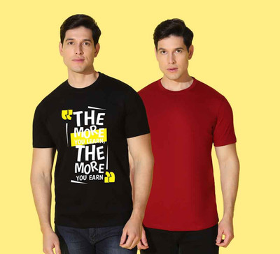 WOOSTRO Printed Men Round Neck Multicolor T-Shirt