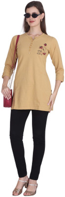 TOPTEN Women Solid Straight Kurta(Yellow)