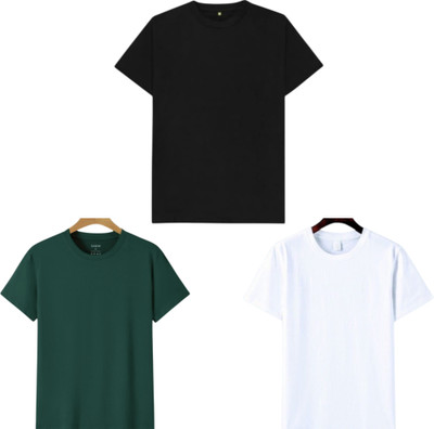 P collection Solid Men Round Neck Multicolor T-Shirt