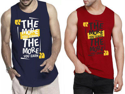 WOOSTRO Typography Men Scoop Neck Dark Blue, Maroon T-Shirt