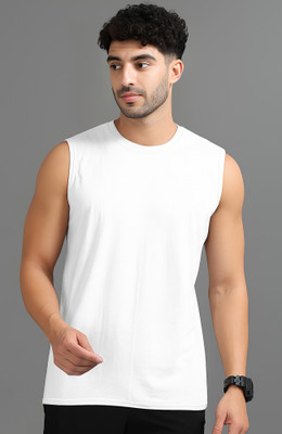 Jangoboy Solid Men Round Neck White T-Shirt
