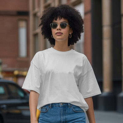 HouseOfCommon Solid Women Round Neck White T-Shirt