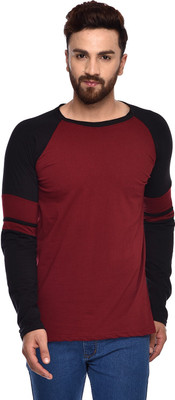 Zoby Solid Men Round Neck Maroon T-Shirt
