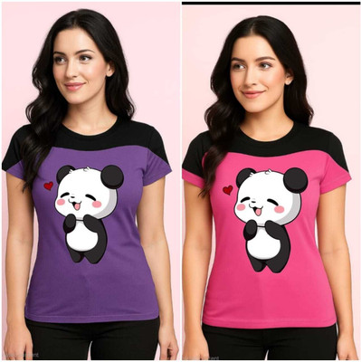 Naagar Printed Women Round Neck Multicolor T-Shirt