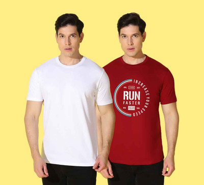 WOOSTRO Printed Men Round Neck Multicolor T-Shirt