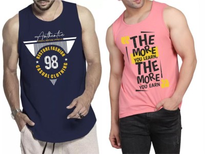 Restore Printed Men Scoop Neck Blue, Pink, Multicolor T-Shirt