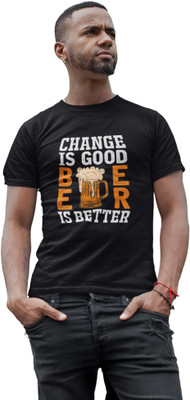 Streetfluencer Printed, Typography Men Round Neck Black T-Shirt