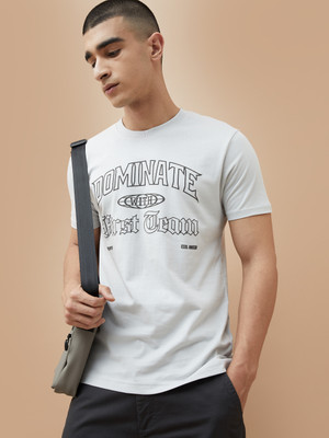 Fame Forever by Lifestyle Printed Men Round Neck Grey T-Shirt