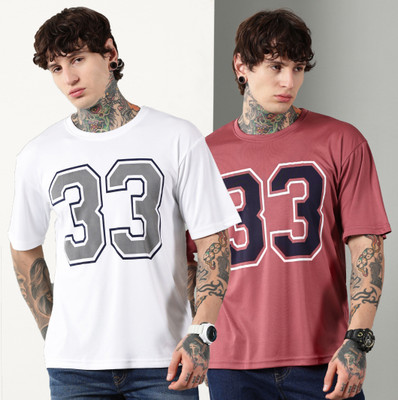 Diversify Printed Men Round Neck White, Red T-Shirt
