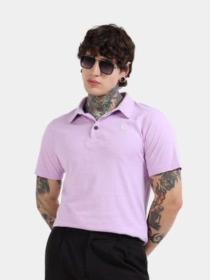 estuna Printed Men Polo Neck Purple T-Shirt