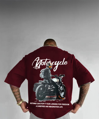 LGR FASHION Printed Men Round Neck Maroon T-Shirt