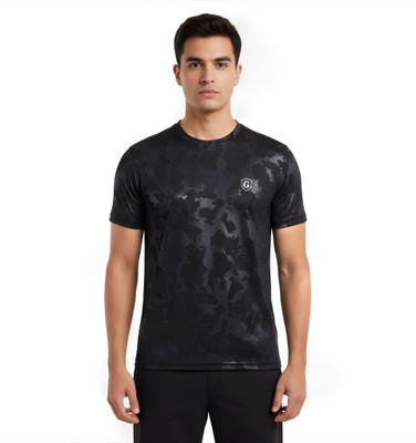 Gur Style Self Design Men Round Neck Black T-Shirt