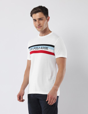 U.S. POLO ASSN. Graphic Print Men Round Neck White T-Shirt