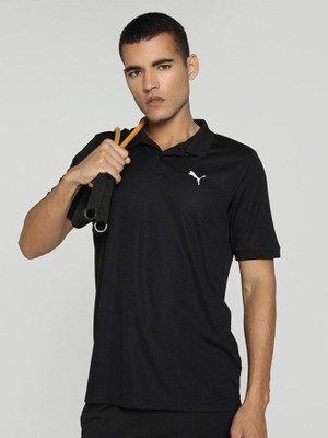 PUMA Printed Men Polo Neck Black T-Shirt