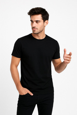 RTDASENTERPRISE Solid Men Round Neck Black T-Shirt