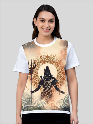 HamsaMART.com Solid Women Round Neck Reversible White T-Shirt