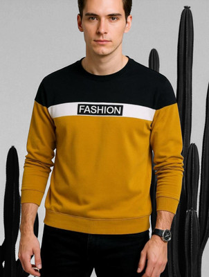 TrendShaper Printed Men Round Neck Yellow T-Shirt