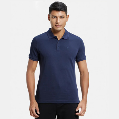 JOCKEY Solid Men Polo Neck Blue T-Shirt