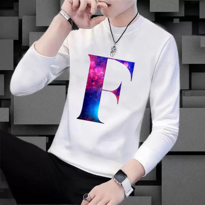 SQF Printed Men Round Neck White T-Shirt
