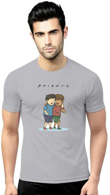 LV CARE Printed Men Round Neck Grey T-Shirt