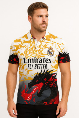 iLyk Animal Print Men Polo Neck Multicolor T-Shirt