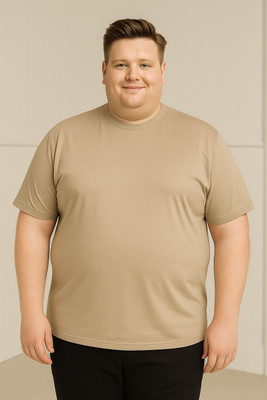 CELSIUS Solid Men Round Neck Beige T-Shirt