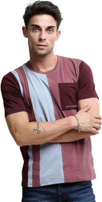 Estilocus Solid Men Round Neck Brown T-Shirt