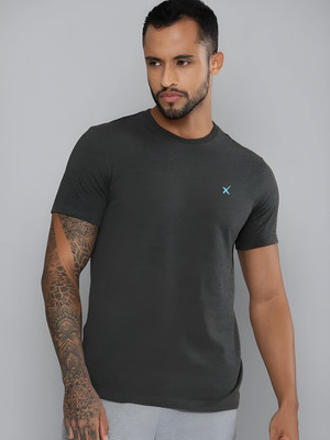 HRX by Hrithik Roshan Solid Men Round Neck Grey T-Shirt