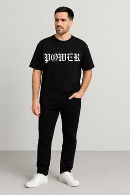 Kinfash Graphic Print Men Round Neck Black T-Shirt