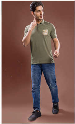 Vonix Fabss Embroidered Men Polo Neck Green T-Shirt