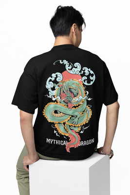 Hello Swanky Printed Men Round Neck Black T-Shirt