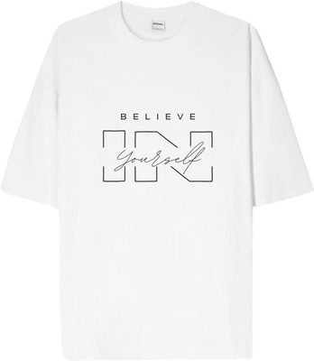 KS IMPEX Self Design Men Round Neck White T-Shirt