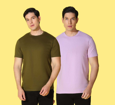 WOOSTRO Solid Men Round Neck Multicolor T-Shirt