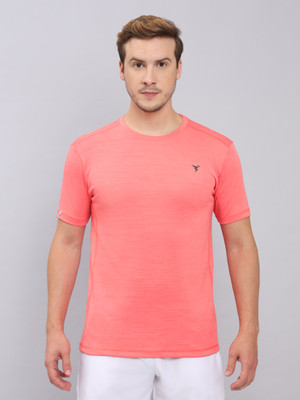 TECHNOSPORT Self Design Men Round Neck Red T-Shirt