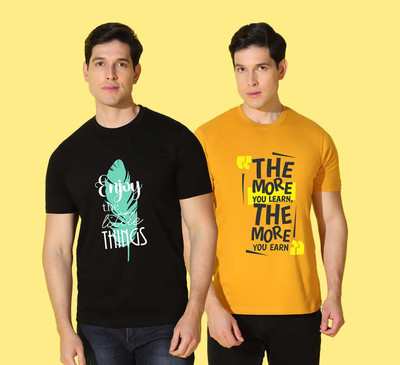 WOOSTRO Printed Men Round Neck Multicolor T-Shirt