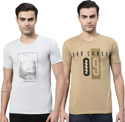 MACK JONNEY Printed Men Round Neck Multicolor T-Shirt