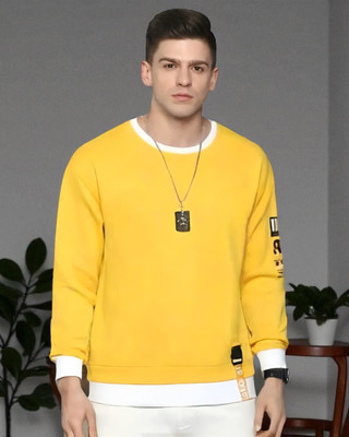 Teezler Printed Men Round Neck Yellow T-Shirt