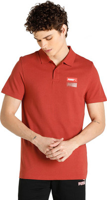 PUMA Solid Men Polo Neck Red T-Shirt