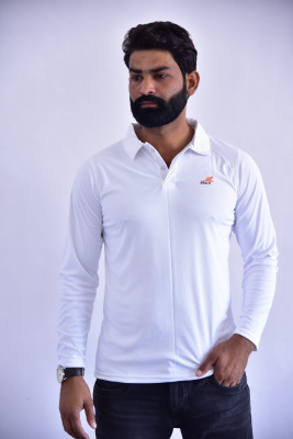 PSAJRCY Solid Men Polo Neck White T-Shirt