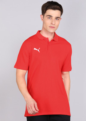 PUMA Solid Men Polo Neck Red T-Shirt