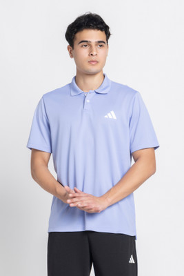 ADIDAS Graphic Print Men Polo Neck Blue T-Shirt