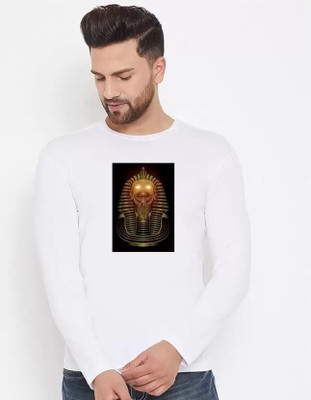 LV CARE Printed, Self Design Men Round Neck White T-Shirt