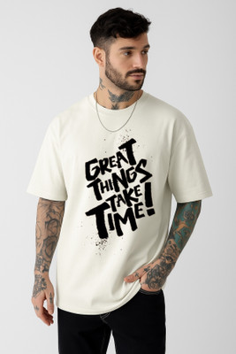 Be Crazyy Typography Men Round Neck White T-Shirt