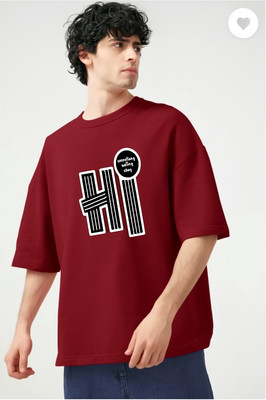 Madilyn Printed Men Round Neck Maroon T-Shirt