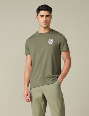 U.S. Polo Assn. Denim Co. Graphic Print Men Crew Neck Green T-Shirt