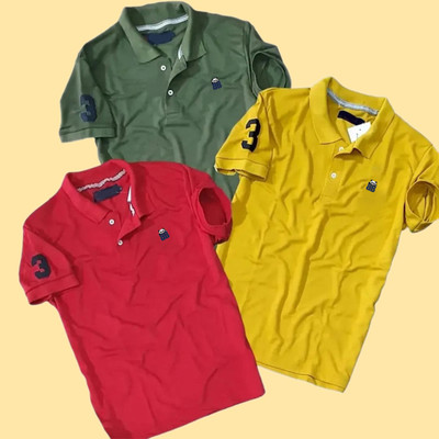 Bliss Bell Embroidered Men Polo Neck Yellow, Red, Dark Green T-Shirt