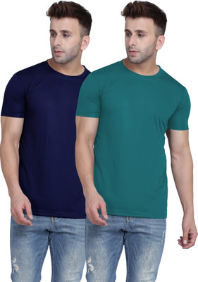 TQH Solid Men Round Neck Dark Blue, Blue T-Shirt