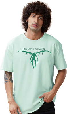 Thecrazymonk Printed Men Round Neck Light Green T-Shirt
